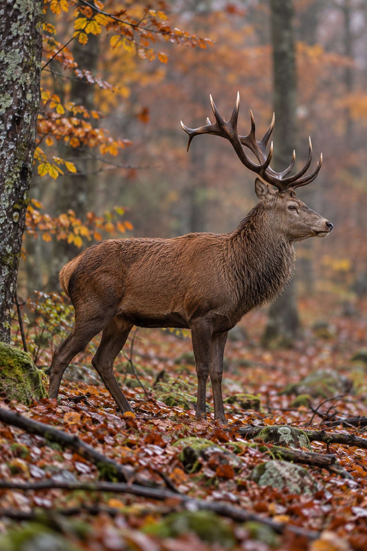 Poster Cerf en forêt d'automne — affiche à imprimer