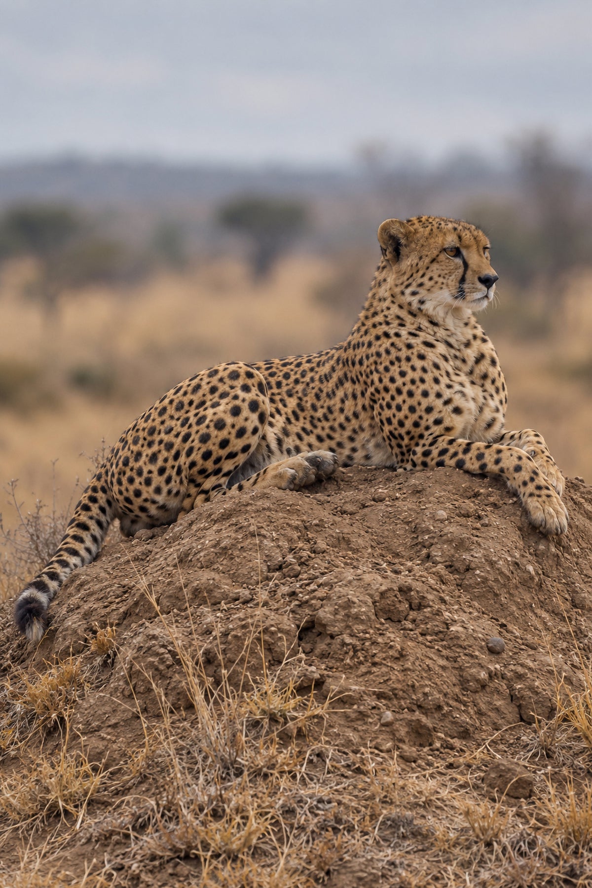 Affiche animaux sauvages Guépard sur termitière — aperçu