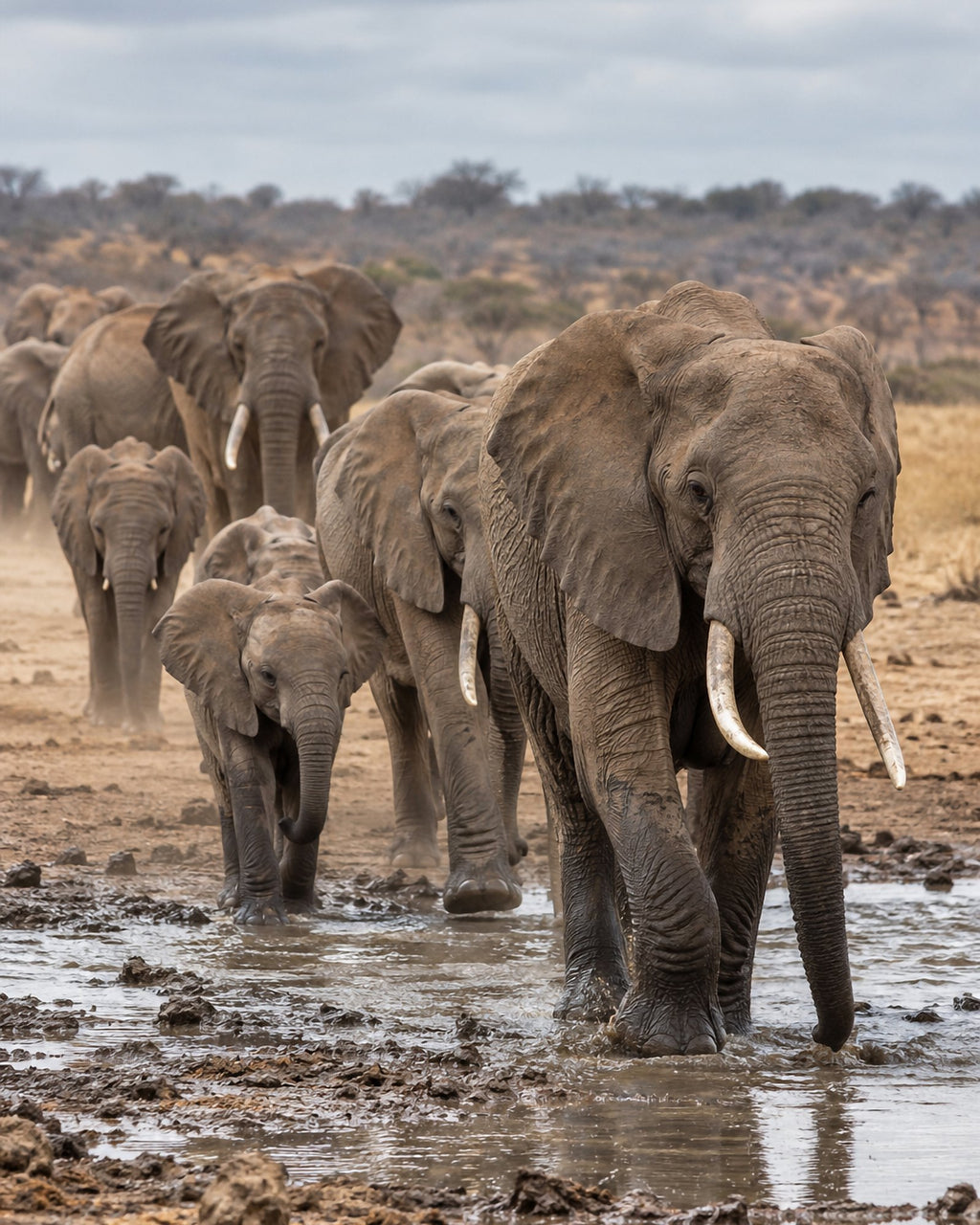 Poster encadré Elephants au point d'eau — photo 3