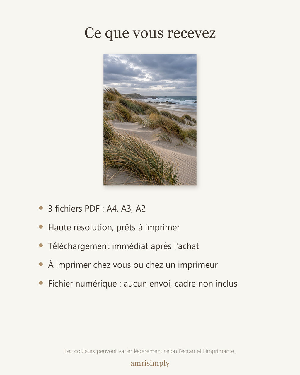 Poster Dunes et oyats — contenu du téléchargement : fichiers PDF
