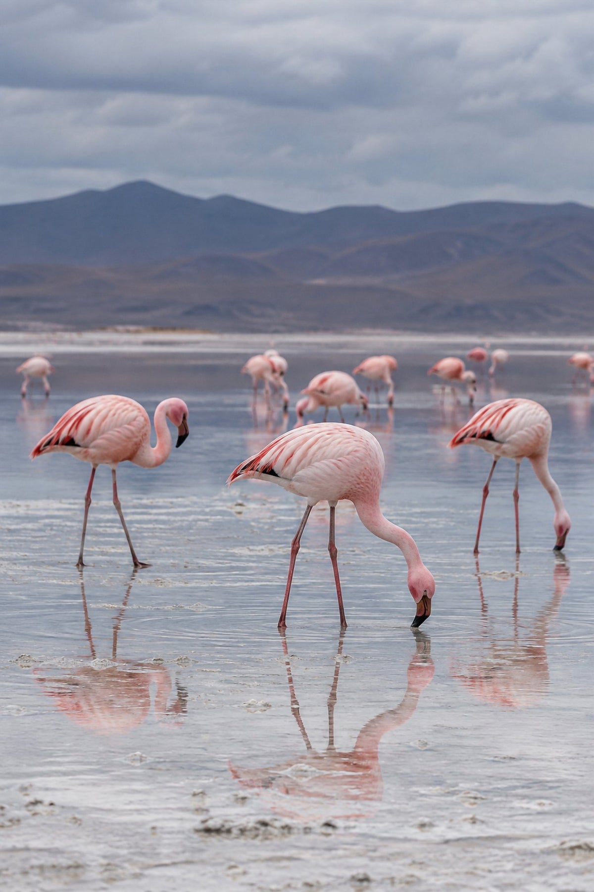 Poster encadré Flamants roses, lac sale — photo 1