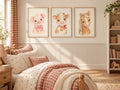 Lot 3 posters animaux ferme a imprimer - poulain, veau, cochonnet - aquarelle chambre enfant