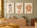 Lot 3 posters animaux aventuriers a imprimer - zebre, faon, chiot beagle - aquarelle chambre enfant