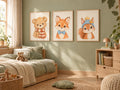Lot 3 posters animaux foret a imprimer - ourson, renardeau, ecureuil - aquarelle chambre bebe