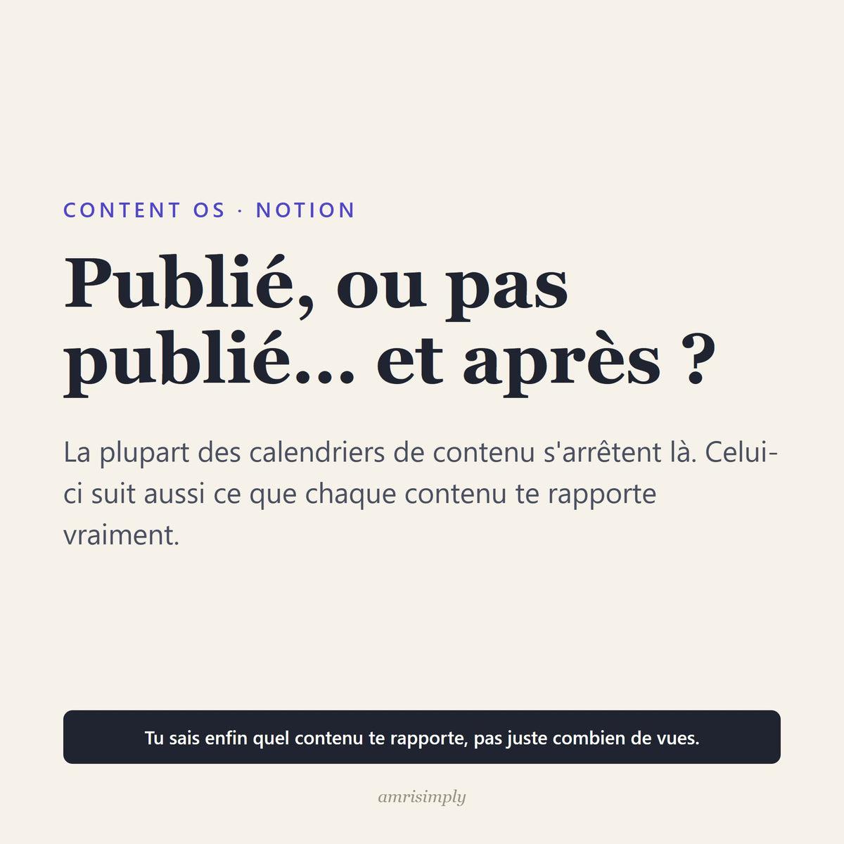 Publié ou pas publié, et après ? Le calendrier qui suit aussi ce que chaque contenu rapporte