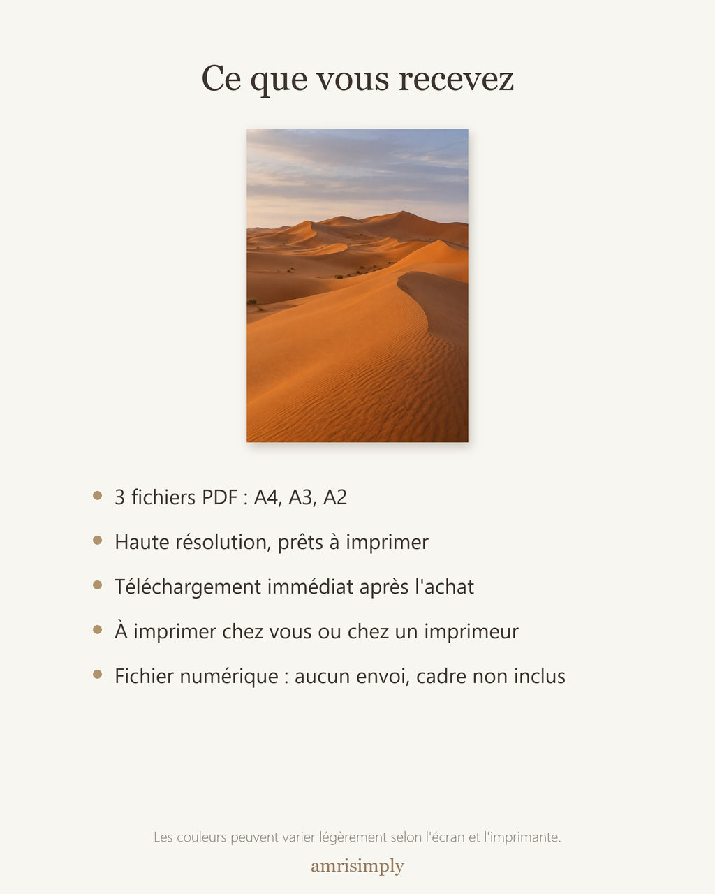 Poster Erg Chebbi Maroc à Imprimer - Affiche Nature - Décoration Murale - Téléchargement Numérique