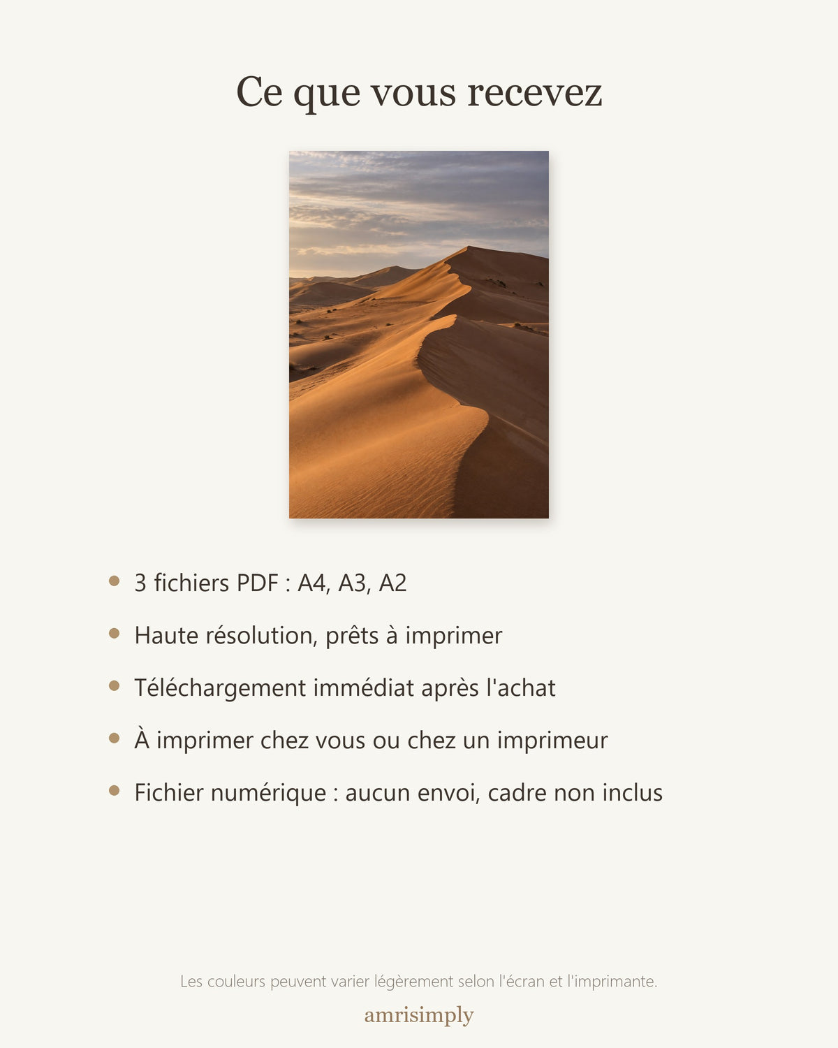 Poster Erg Chigaga Maroc à Imprimer - Affiche Nature - Décoration Murale - Téléchargement Numérique