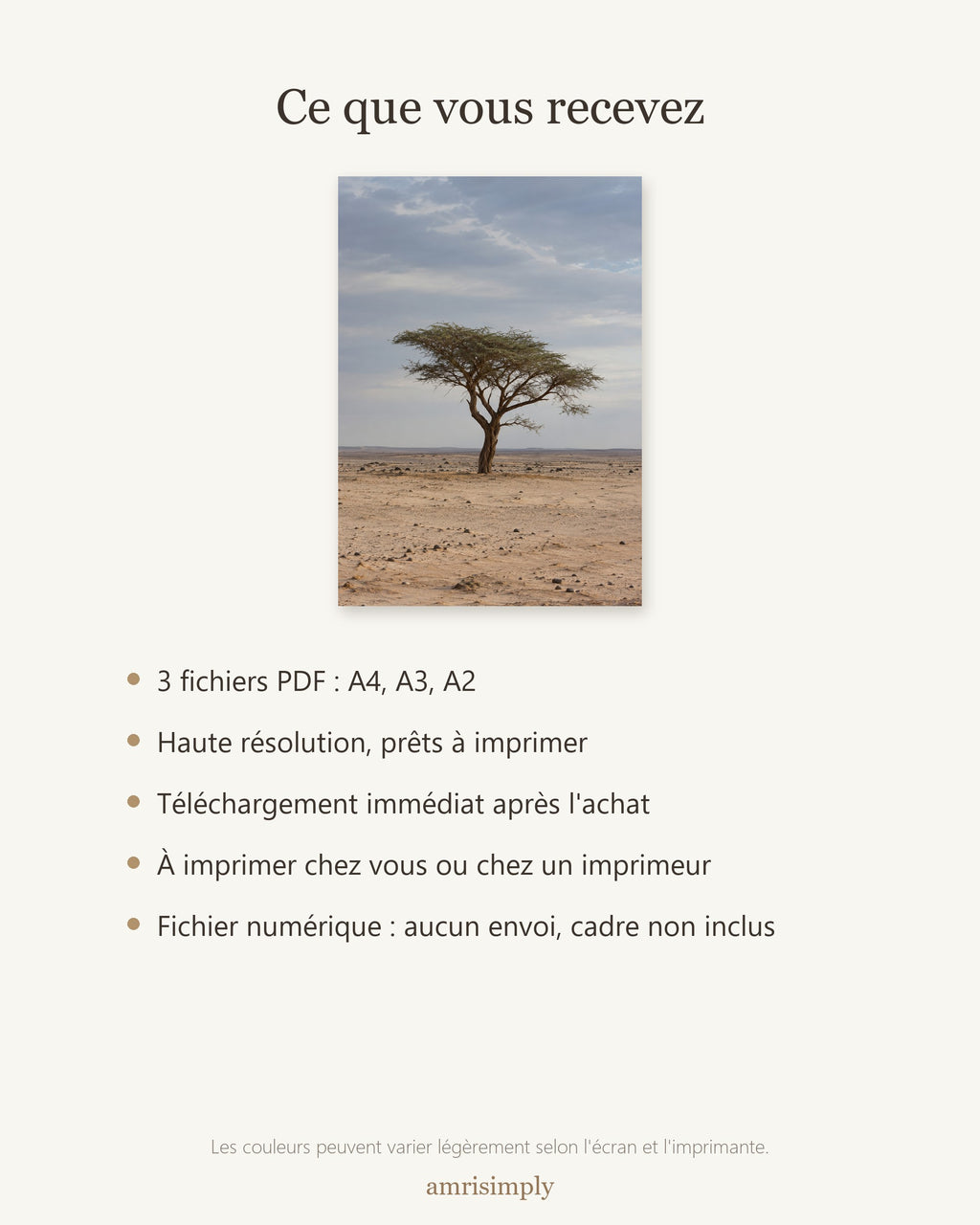 Poster Acacia du Ténéré Niger à Imprimer - Affiche Nature - Décoration Murale - Téléchargement Numérique