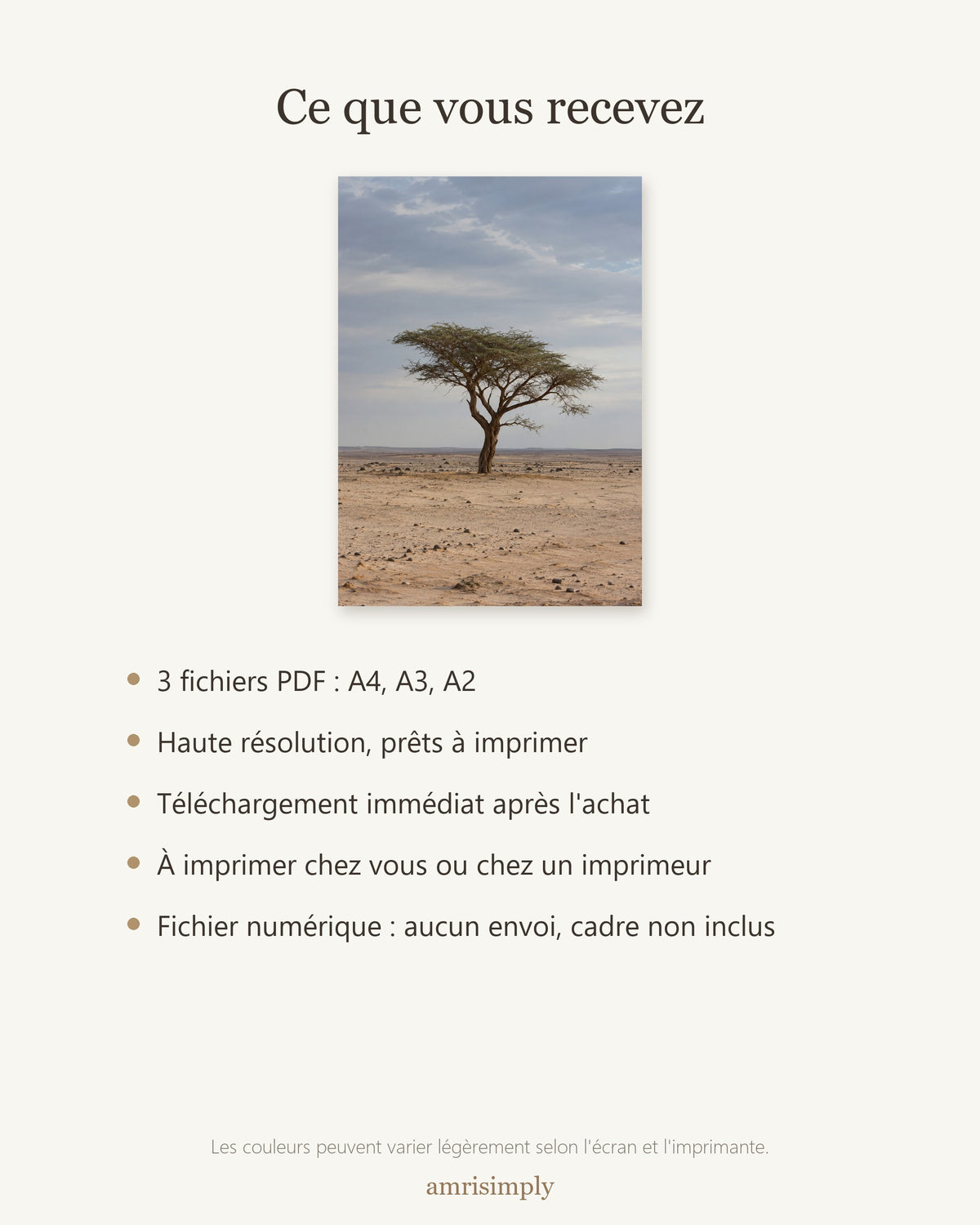 Poster Acacia du Ténéré Niger à Imprimer - Affiche Nature - Décoration Murale - Téléchargement Numérique