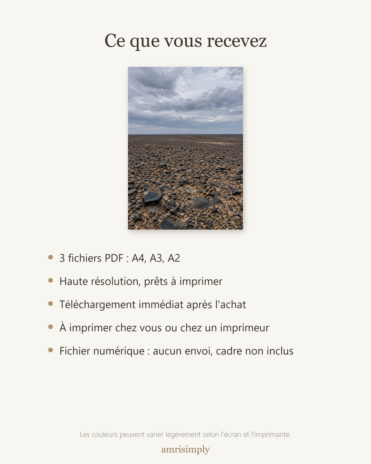 Poster Reg saharien à Imprimer - Affiche Nature - Décoration Murale - Téléchargement Numérique