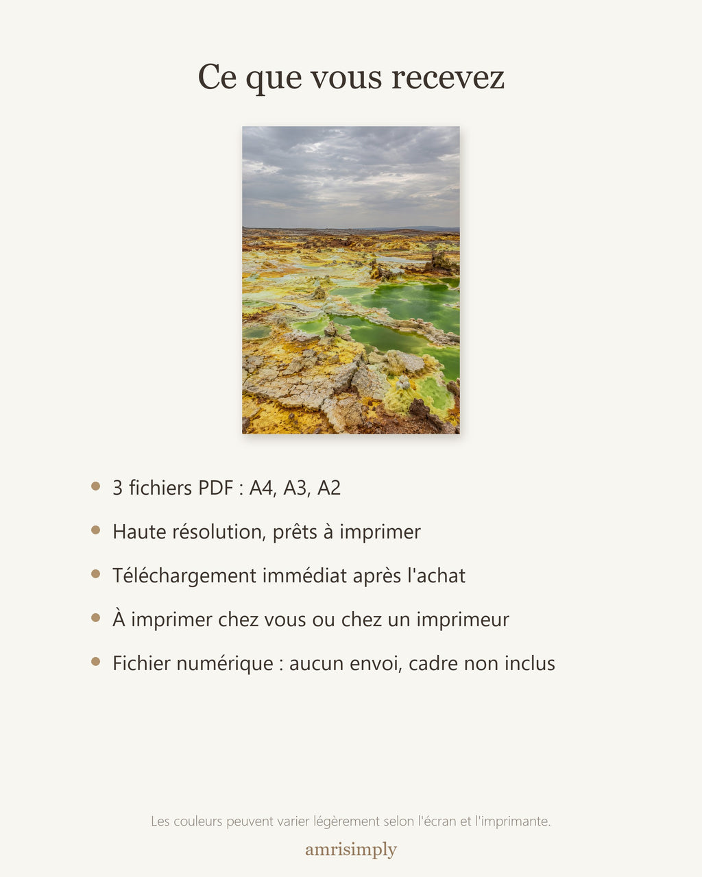 Poster Danakil Éthiopie à Imprimer - Affiche Nature - Décoration Murale - Téléchargement Numérique