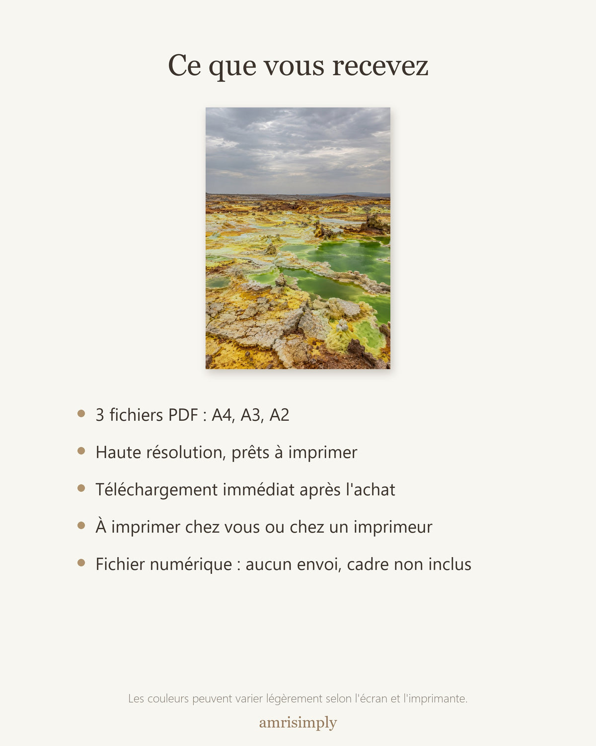 Poster Danakil Éthiopie à Imprimer - Affiche Nature - Décoration Murale - Téléchargement Numérique