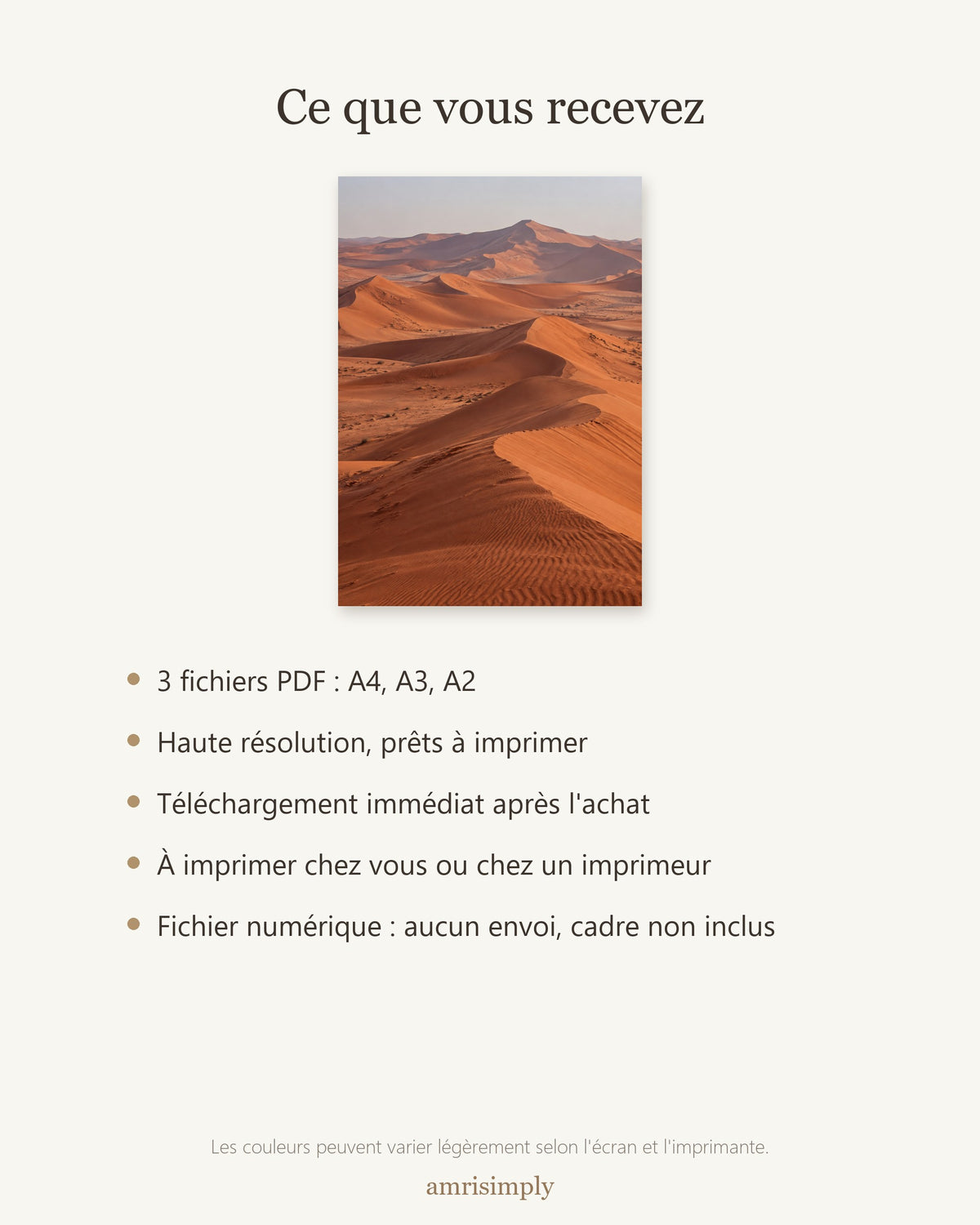 Poster Rub al Khali Arabie à Imprimer - Affiche Nature - Décoration Murale - Téléchargement Numérique