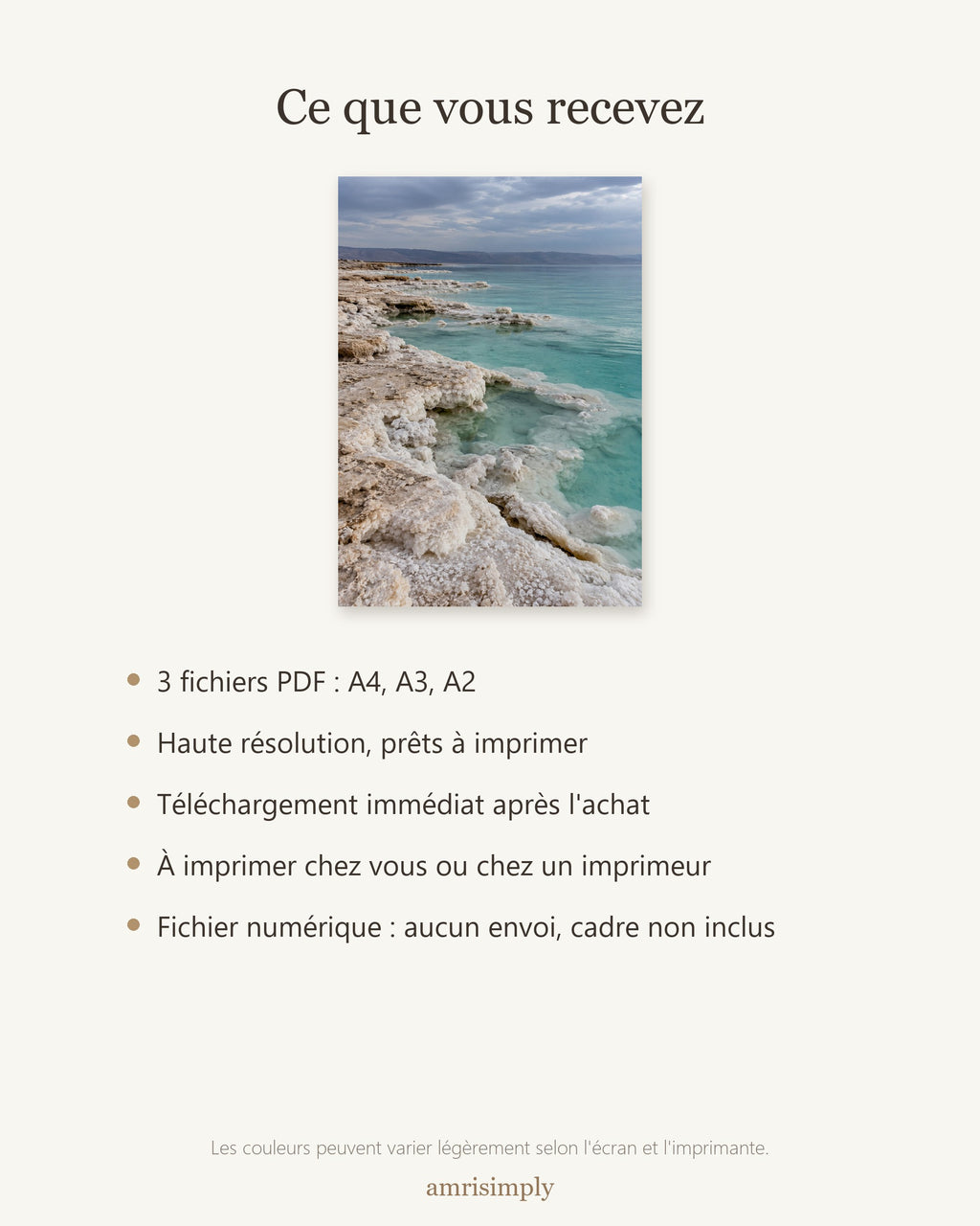 Poster Mer Morte à Imprimer - Affiche Nature - Décoration Murale - Téléchargement Numérique