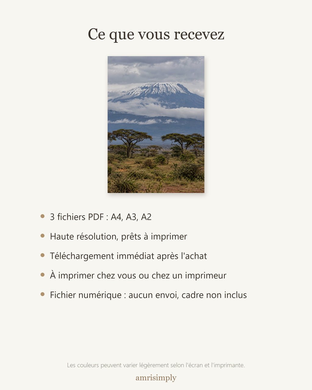 Poster Kilimandjaro à Imprimer - Affiche Nature - Décoration Murale - Téléchargement Numérique