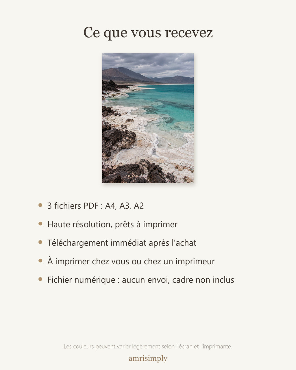 Poster Lac Assal Djibouti à Imprimer - Affiche Nature - Décoration Murale - Téléchargement Numérique