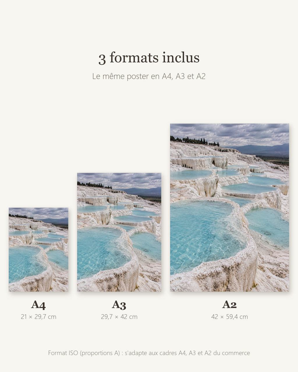 Poster Pamukkale Turquie à Imprimer - Affiche Nature - Décoration Murale - Téléchargement Numérique