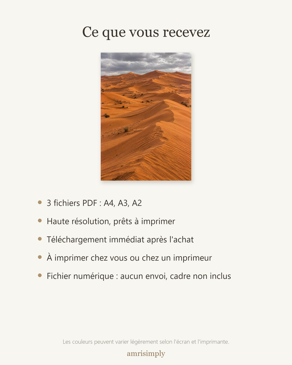 Poster Wahiba Sands Oman à Imprimer - Affiche Nature - Décoration Murale - Téléchargement Numérique