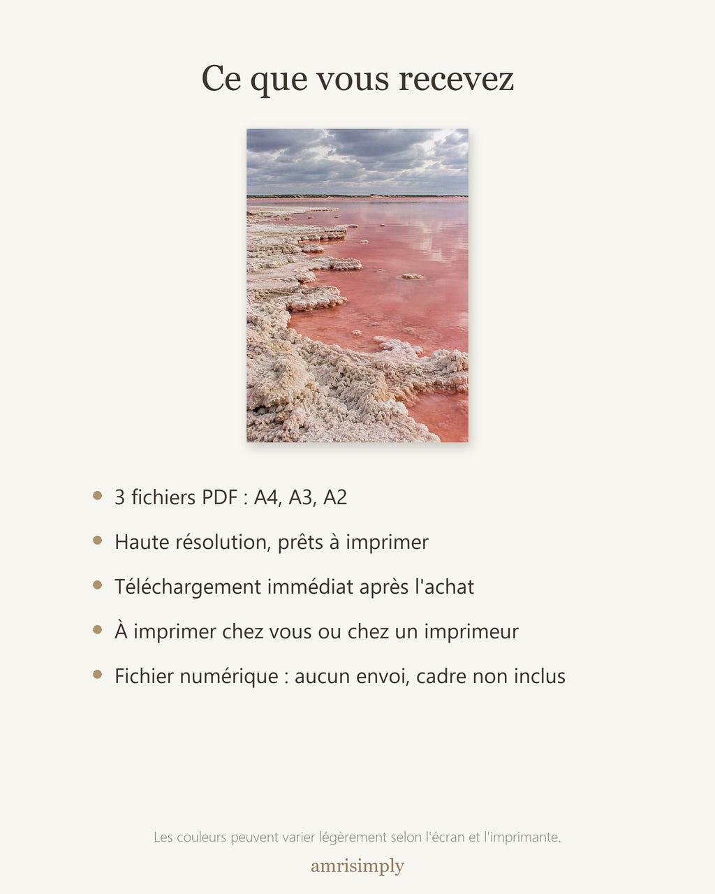 Poster Lac Rose Sénégal à Imprimer - Affiche Nature - Décoration Murale - Téléchargement Numérique