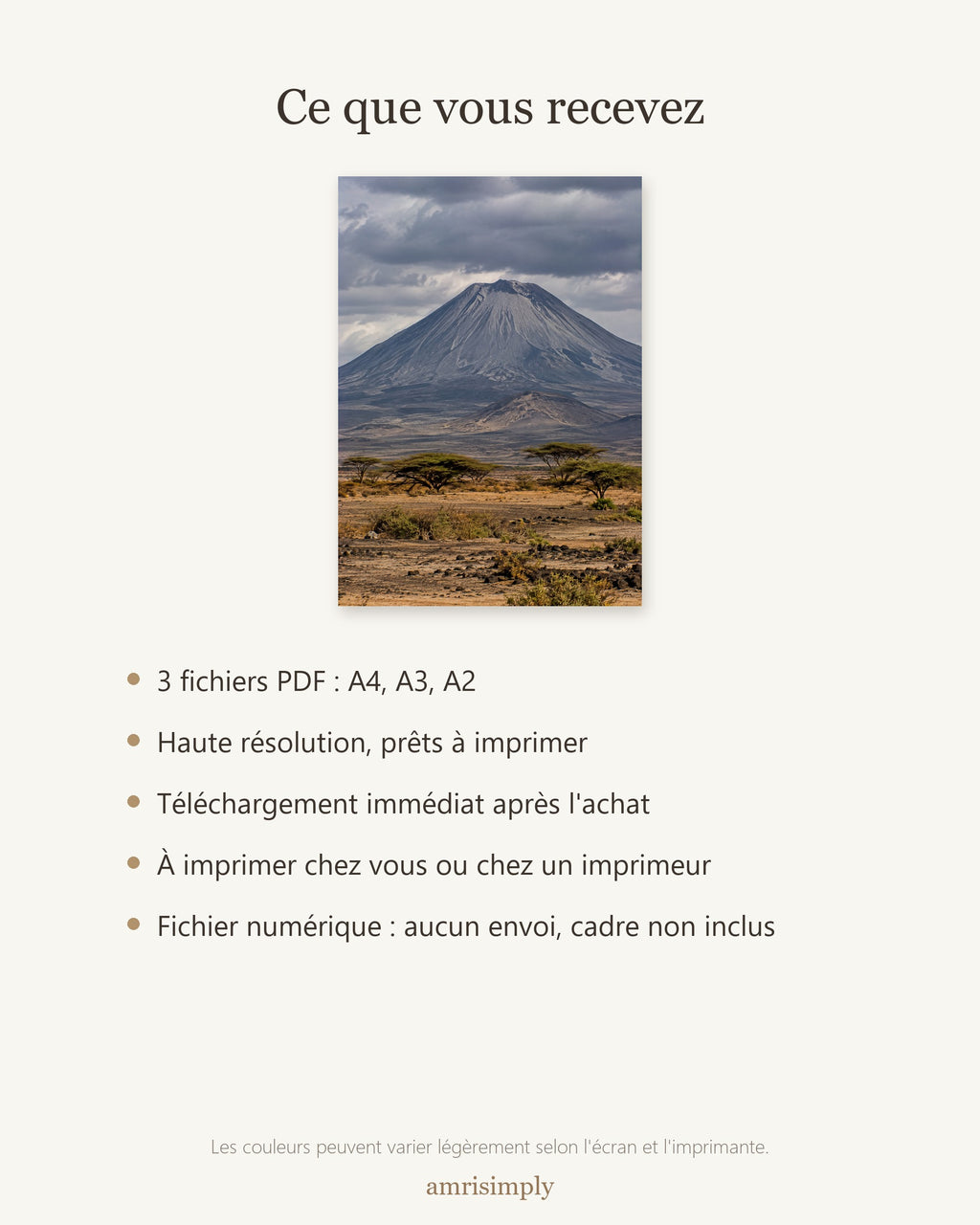 Poster Ol Doinyo Lengai Tanzanie à Imprimer - Affiche Nature - Décoration Murale - Téléchargement Numérique