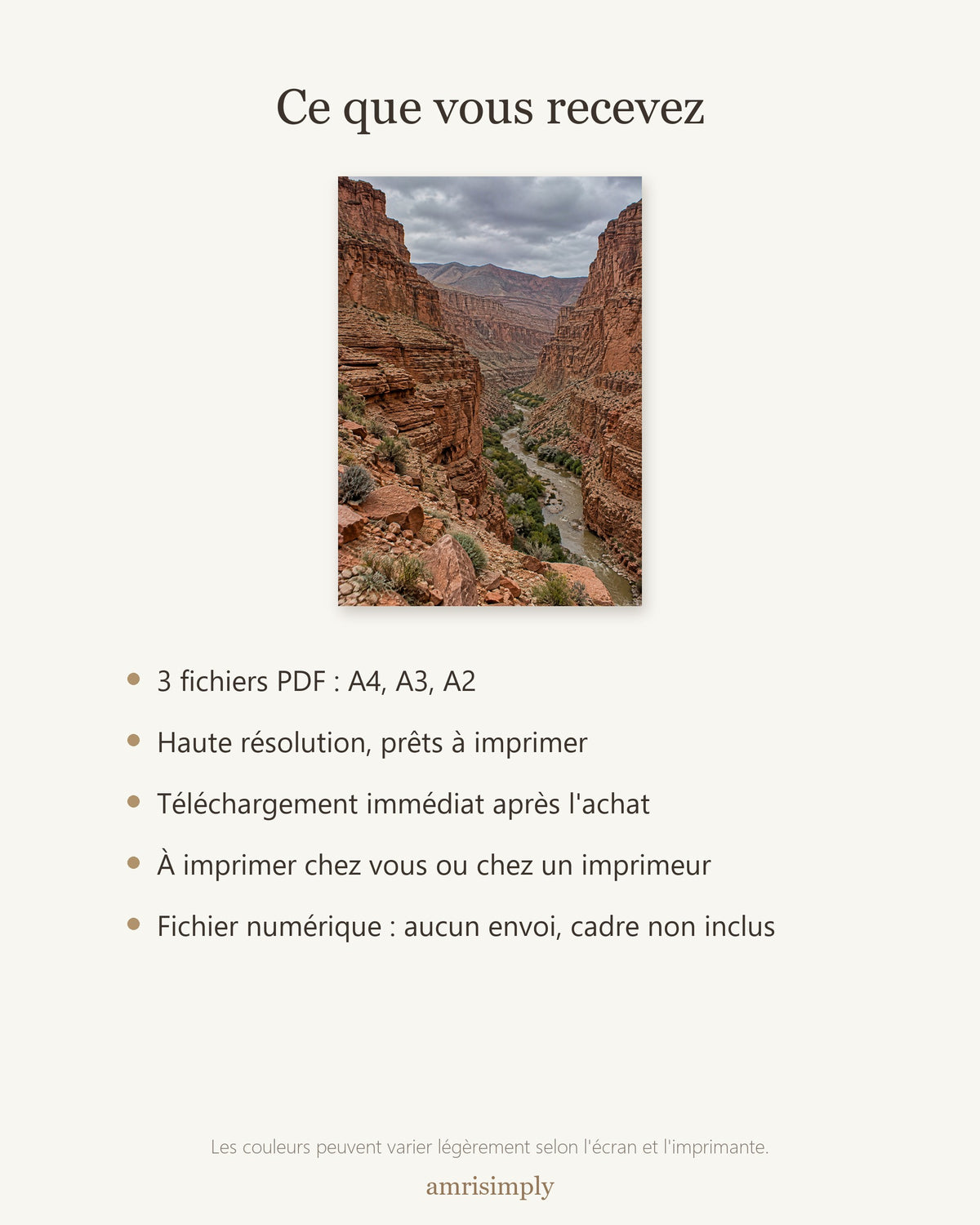 Poster Gorges du Dadès Maroc à Imprimer - Affiche Nature - Décoration Murale - Téléchargement Numérique