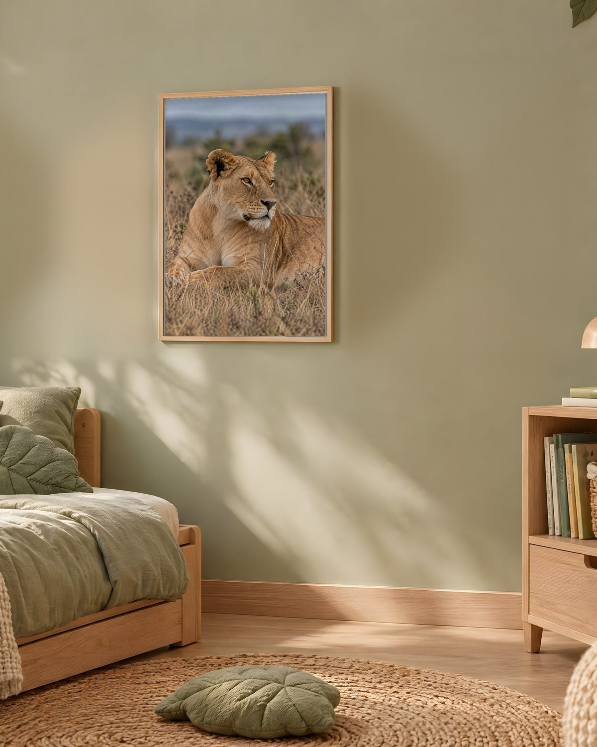 Poster Lionne couchée à Imprimer - Affiche Animaux Sauvages - Décoration Murale - Téléchargement Numérique