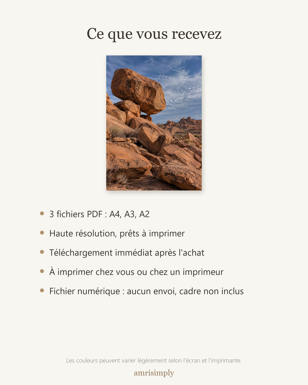 Poster Twyfelfontein Namibie à Imprimer - Affiche Nature - Décoration Murale - Téléchargement Numérique