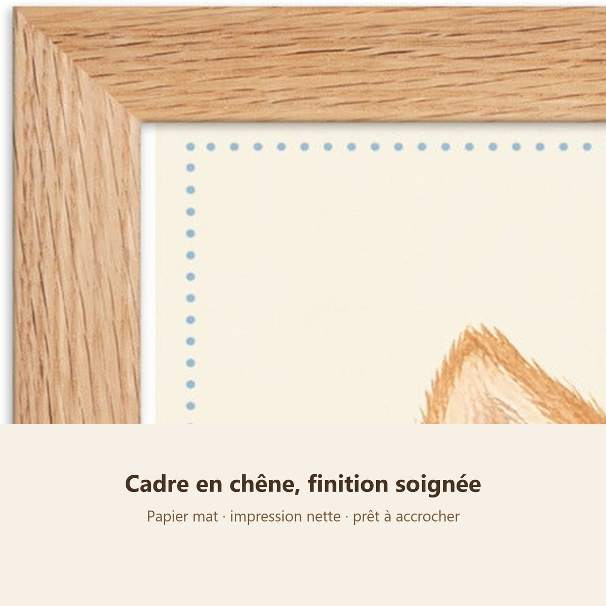 Poster Poulain Fleuri Encadré – Décoration Chambre Bébé Animaux Aquarelle – Cadre Chêne Prêt à Accrocher