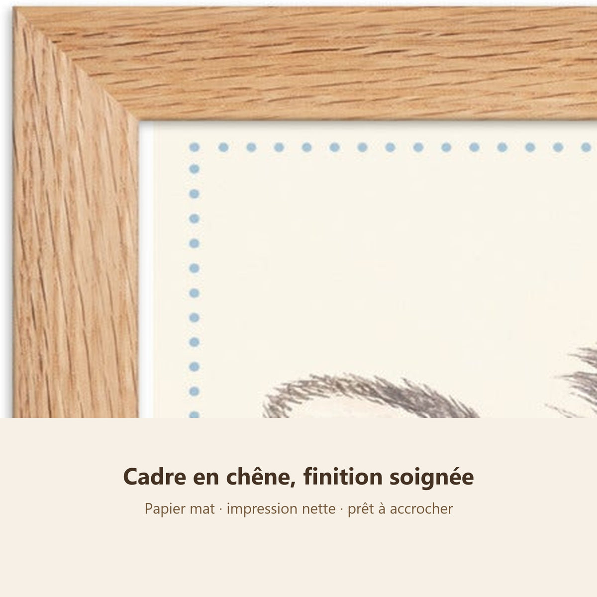 Poster Zèbre Nœud Papillon Encadré – Décoration Chambre Bébé Animaux Aquarelle – Cadre Chêne Prêt à Accrocher