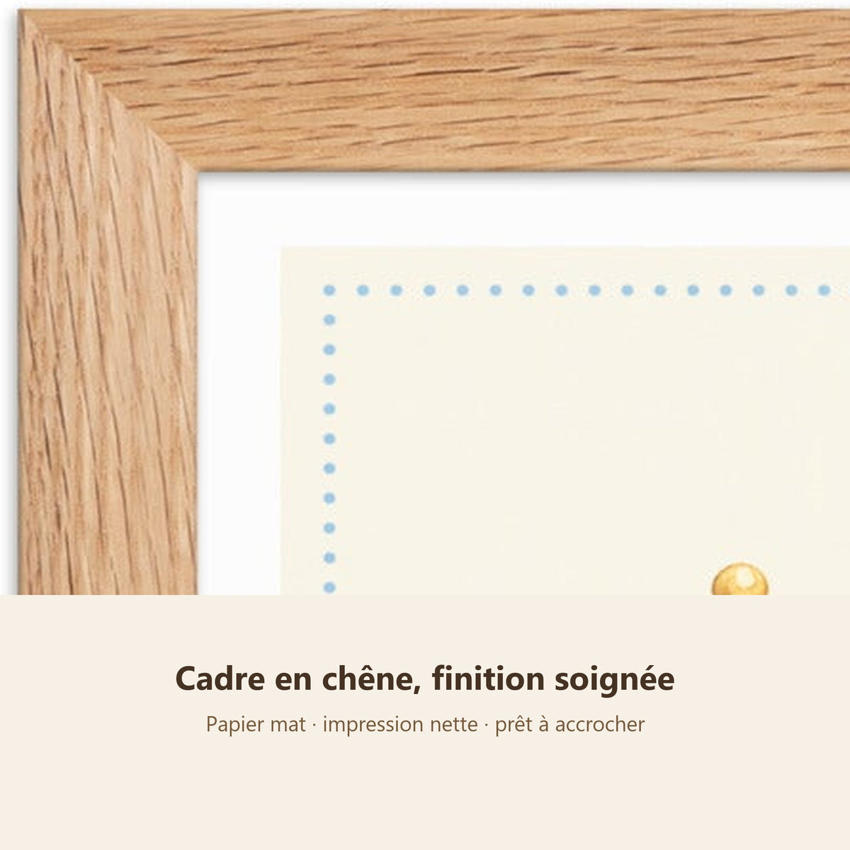 Poster Lionceau Nœud Papillon Encadré – Décoration Chambre Bébé Animaux Aquarelle – Cadre Chêne Prêt à Accrocher