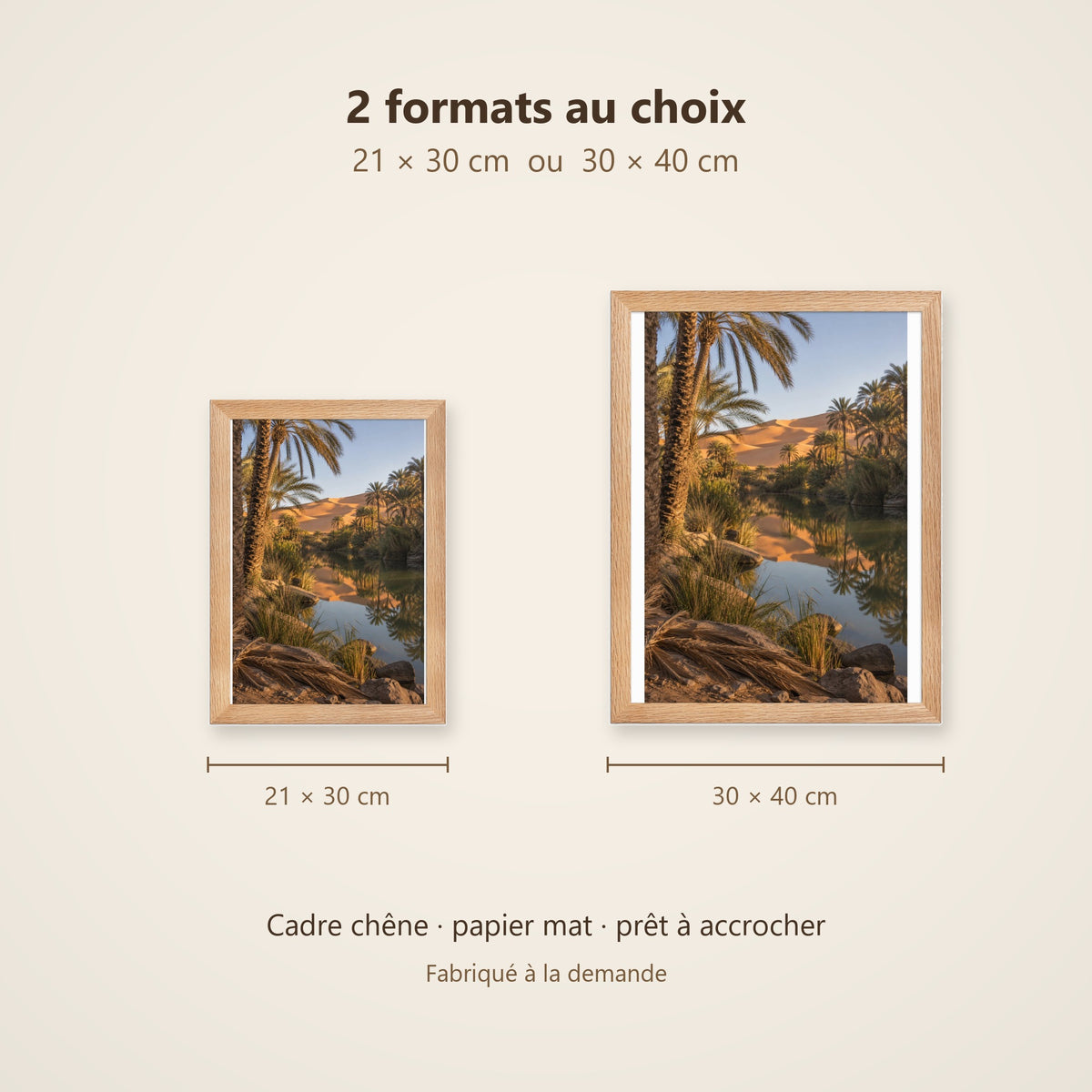 Poster Encadré Oasis - Affiche Nature Cadre Chêne - Décoration Murale