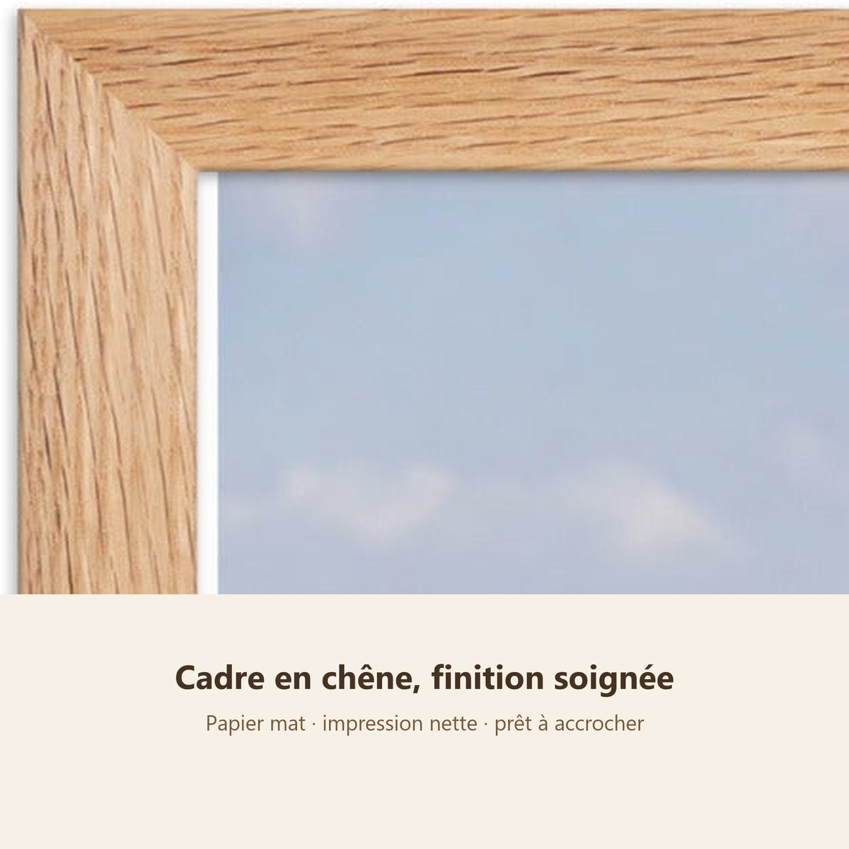 Poster Encadré Girafe - Affiche Nature Savane Cadre Chêne - Décoration Murale