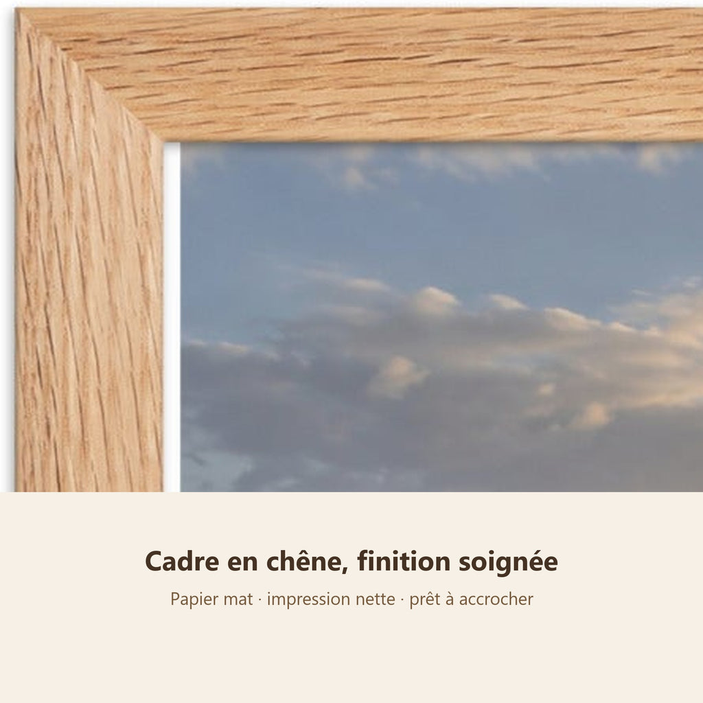 Poster Encadré Falaises Côtières - Affiche Nature Océan Cadre Chêne - Décoration Murale