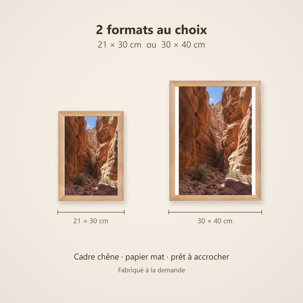 Poster Encadré Canyon de Grès - Affiche Nature Désert Cadre Chêne - Décoration Murale
