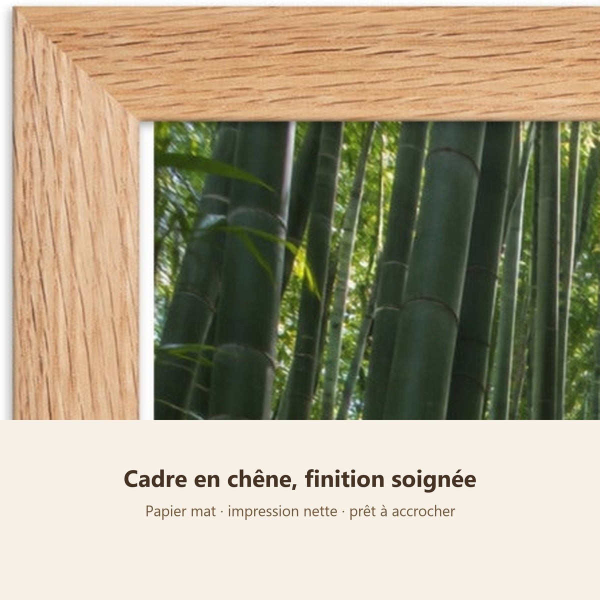 Poster Encadré Forêt de Bambous - Affiche Nature Zen Cadre Chêne - Décoration Murale