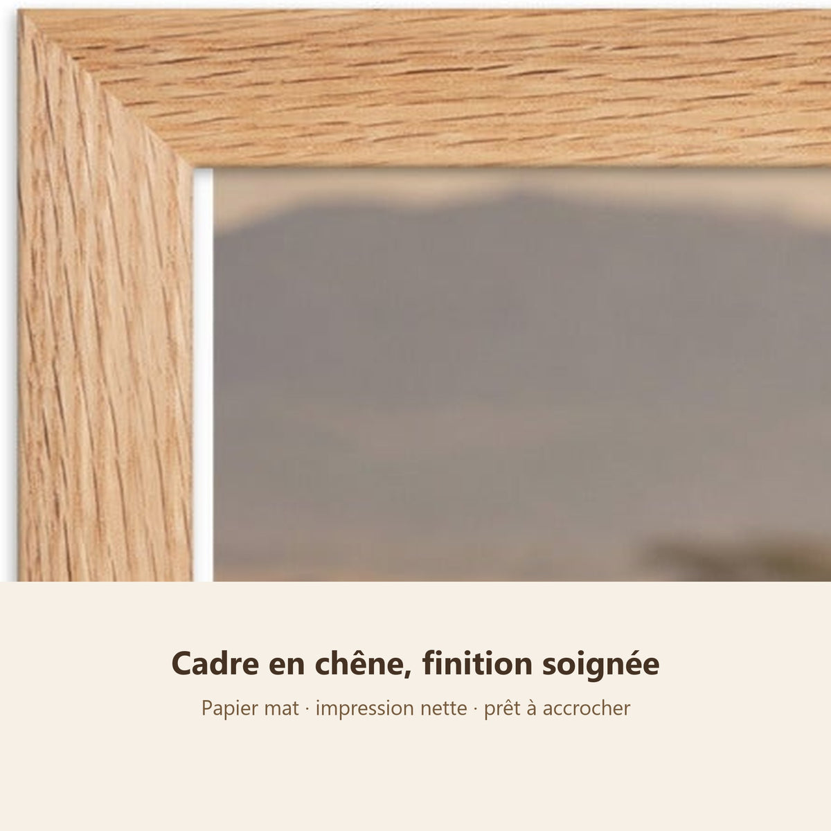 Poster Encadré Zèbres - Affiche Nature Savane Africaine Cadre Chêne - Décoration Murale