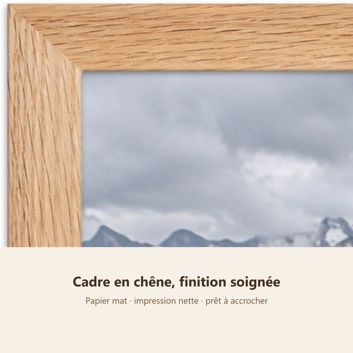 Poster Encadré Prairie alpine en fleurs - Affiche Nature Cadre Chêne - Décoration Murale