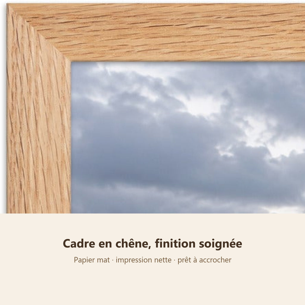 Poster Encadré Dunes et oyats - Affiche Nature Cadre Chêne - Décoration Murale