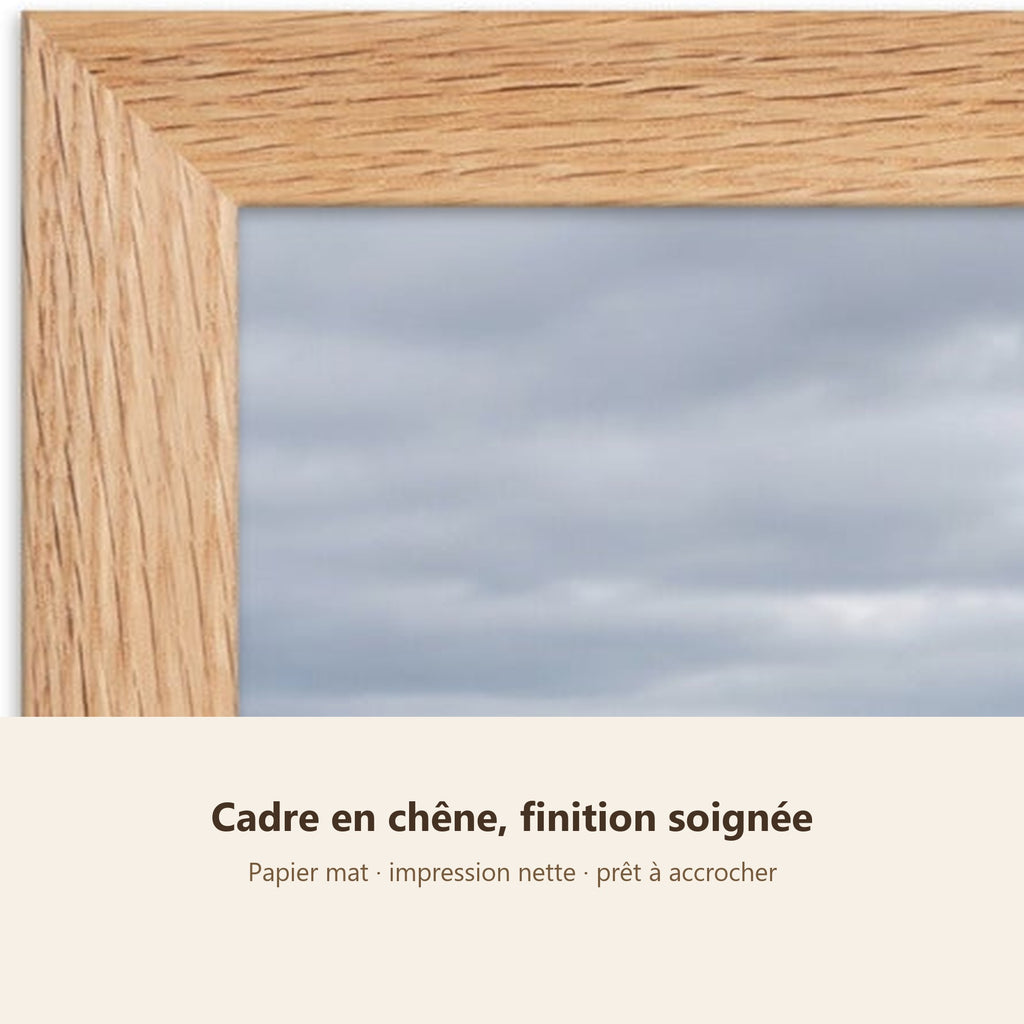 Poster Encadré Côte à marée basse - Affiche Nature Cadre Chêne - Décoration Murale