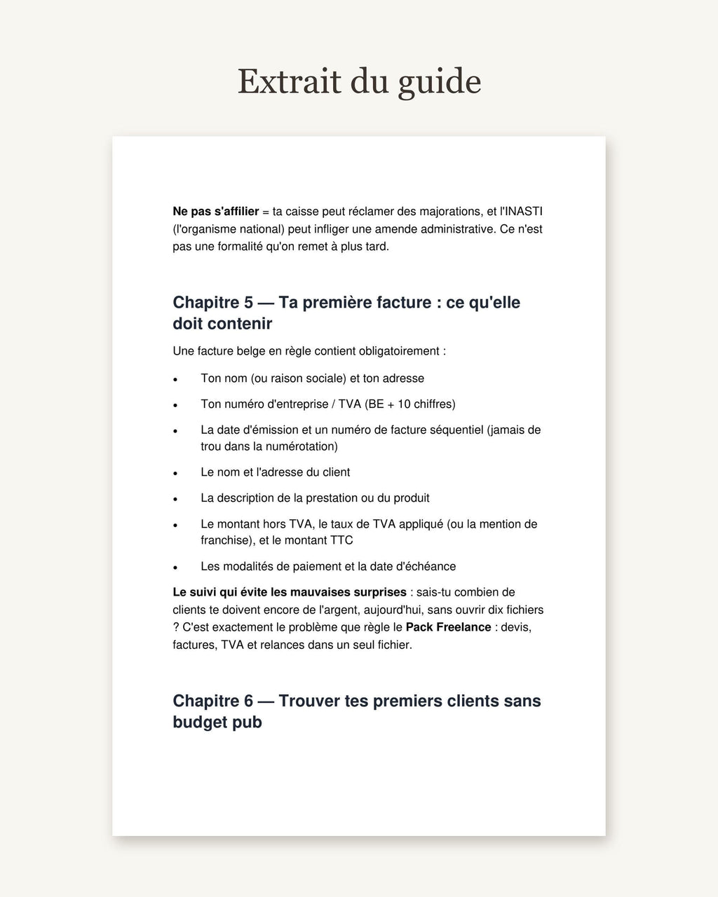 Extrait du guide : une page de contenu