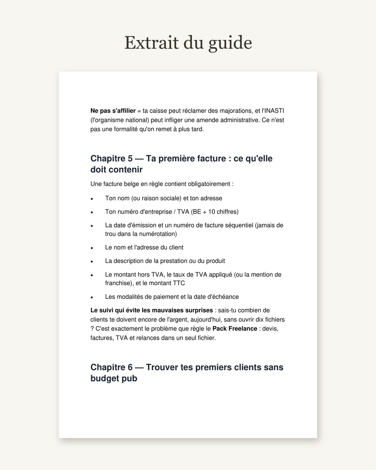 Extrait du guide : une page de contenu