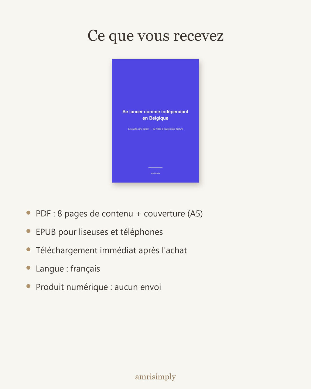 Ce que vous recevez : le guide en PDF et en EPUB, téléchargement immédiat