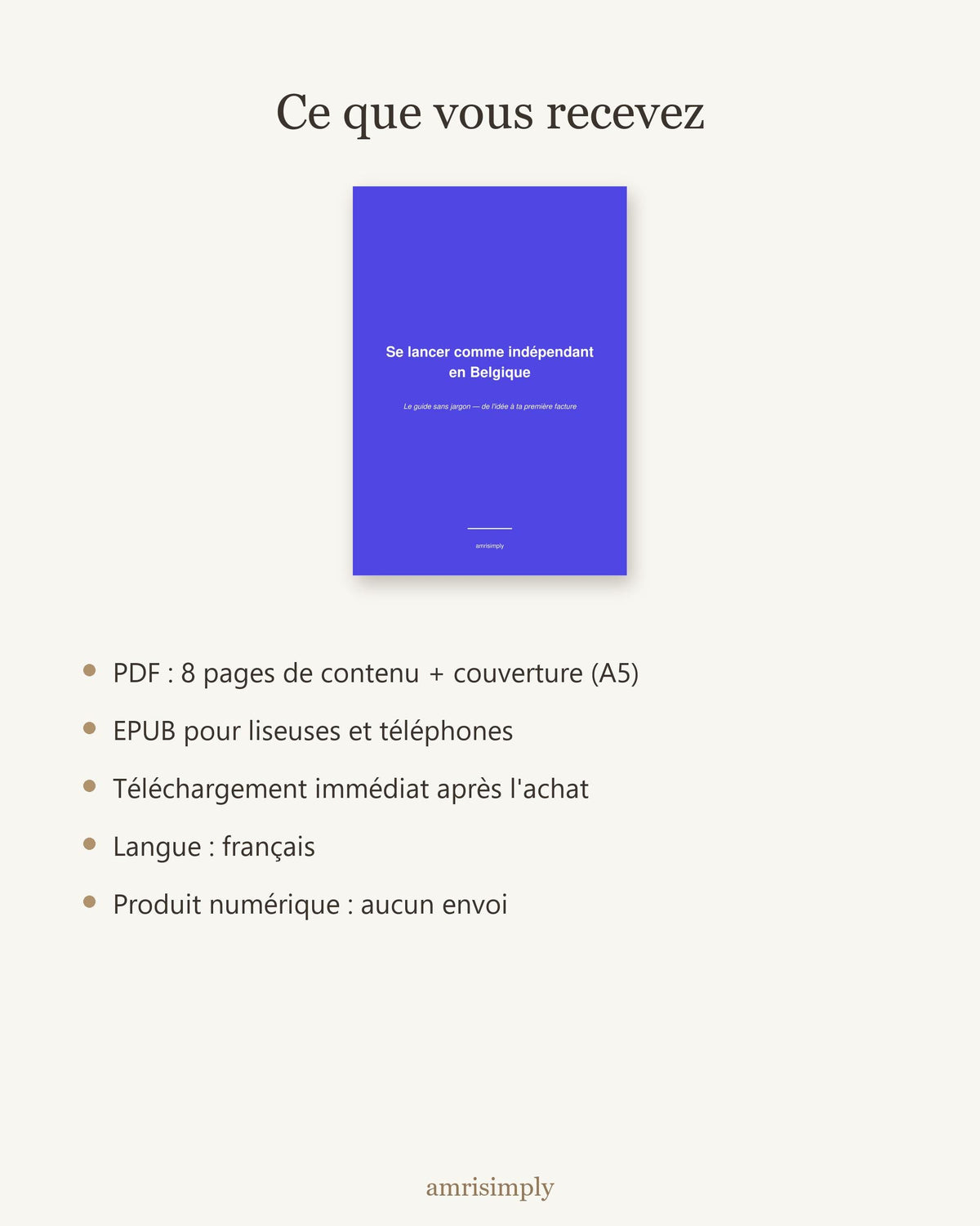 Ce que vous recevez : le guide en PDF et en EPUB, téléchargement immédiat