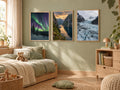 Lot Grand Nord - 3 Posters Encadrés Nature Arctique - Cadre Chêne