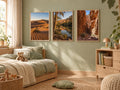 Lot Couleurs du Désert - 3 Posters Encadrés Nature Désert - Cadre Chêne