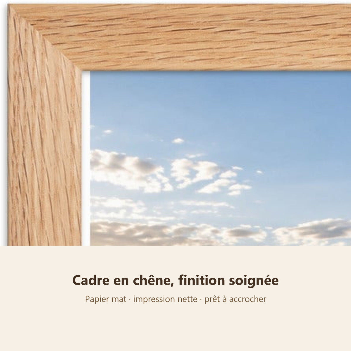 Lot Champs et Campagne - 3 Posters Encadrés Nature Champêtre - Cadre Chêne