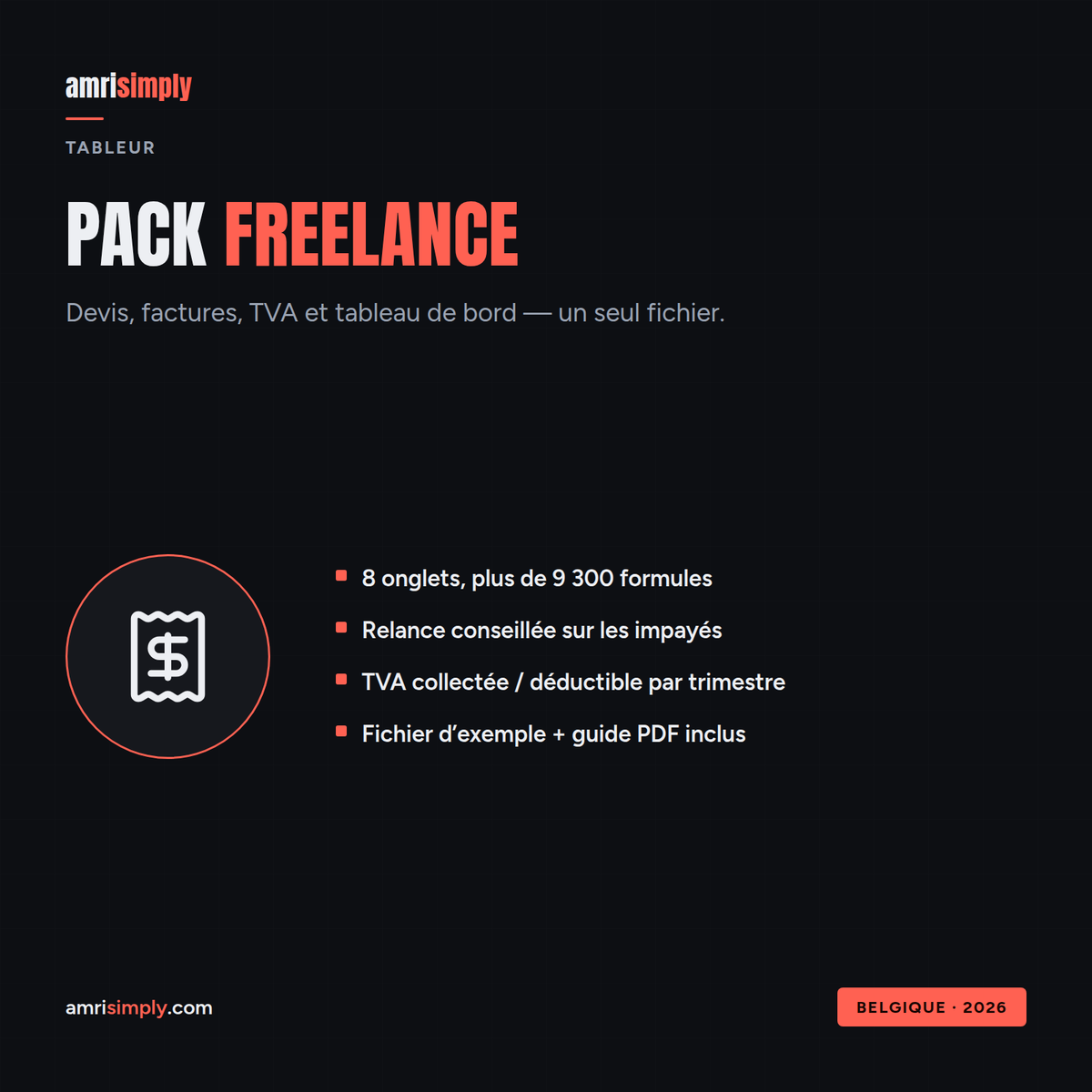 Pack Freelance : tableur Google Sheets et Excel pour suivre devis, factures, TVA et tableau de bord