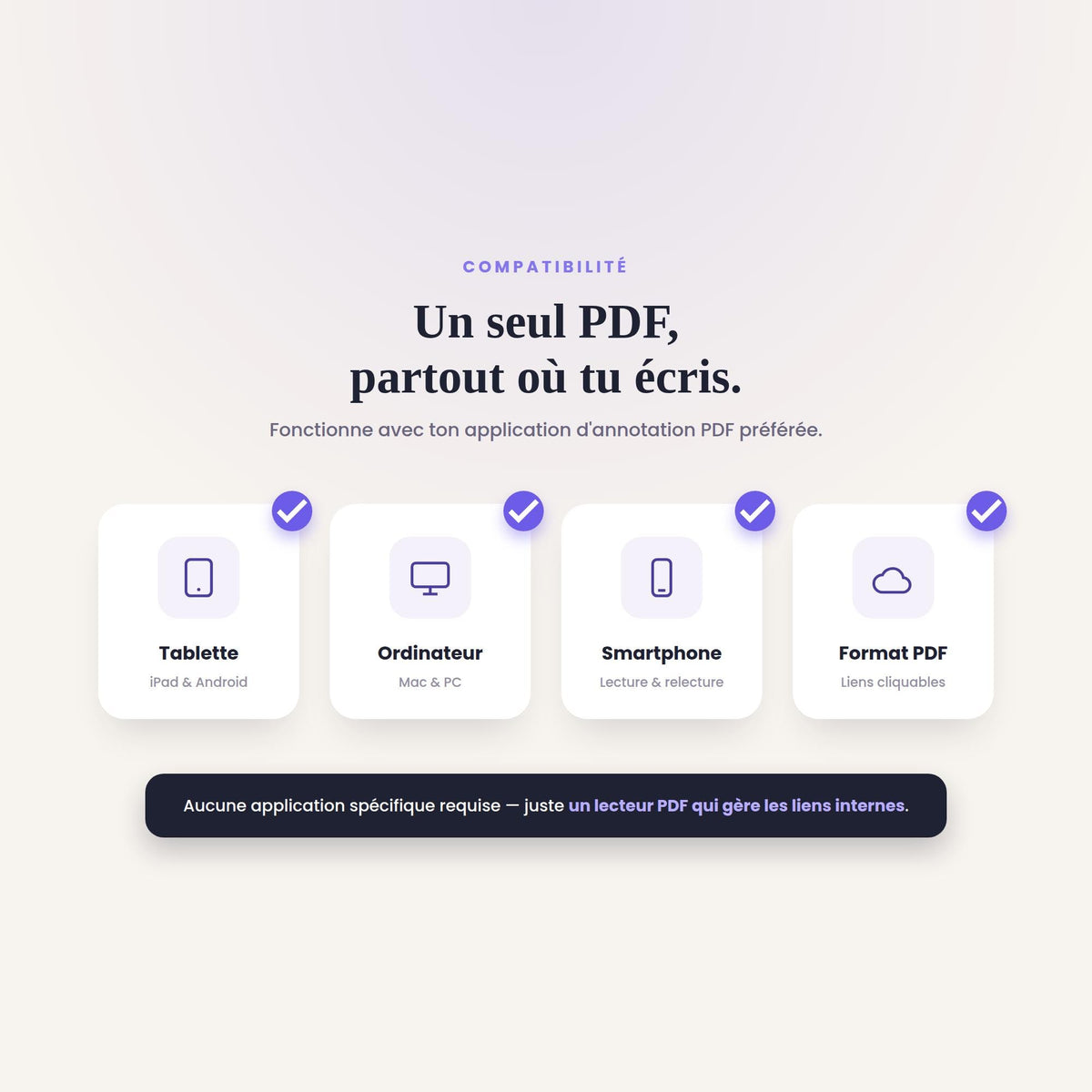 Compatibilité : un seul PDF pour tablette, ordinateur et smartphone