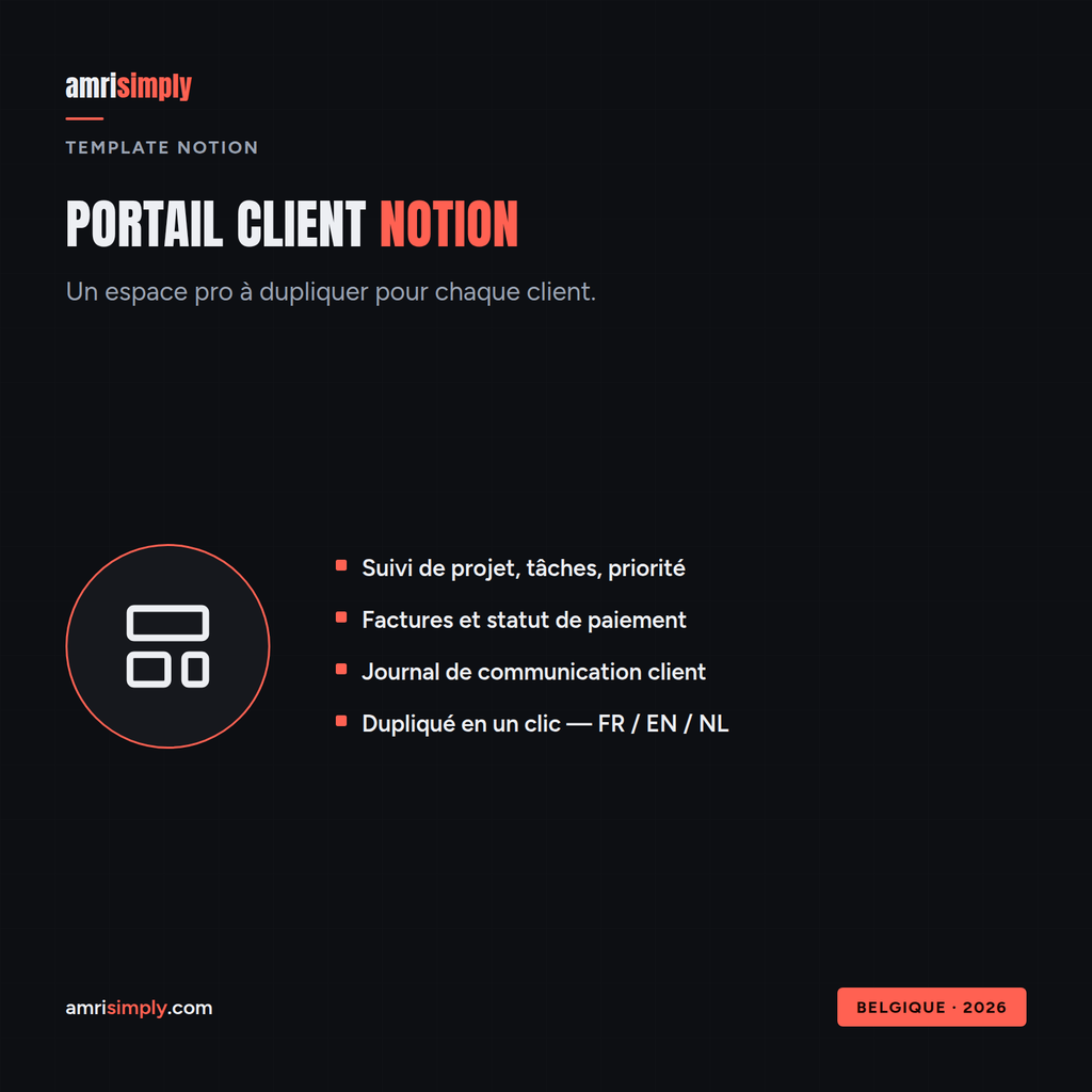 Portail Client Notion pour freelances : modèle à dupliquer pour chaque client