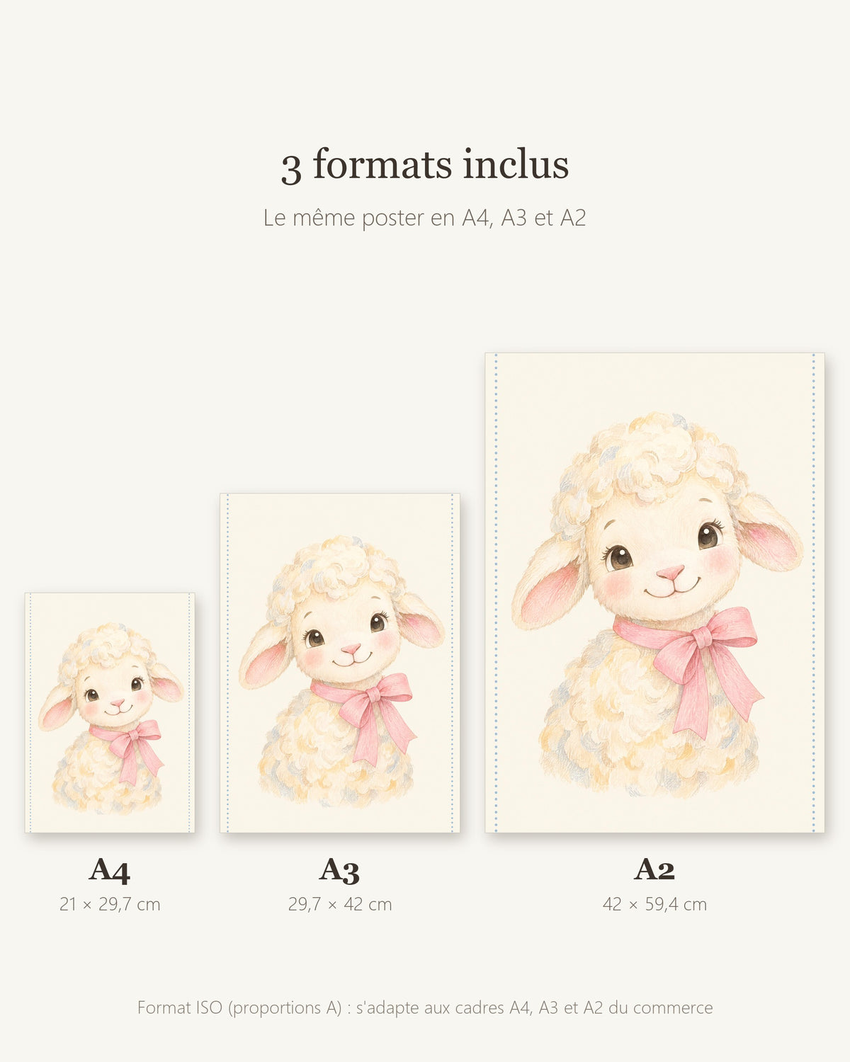 Poster Agneau à Imprimer - Animal Tout Doux - Décoration Chambre Enfant Aquarelle - Téléchargement Numérique